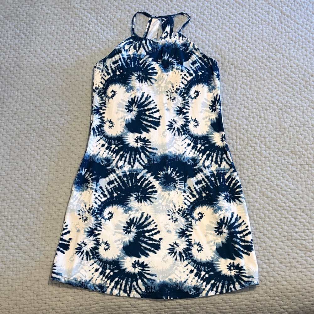 Navy and White Halter Mini Dress